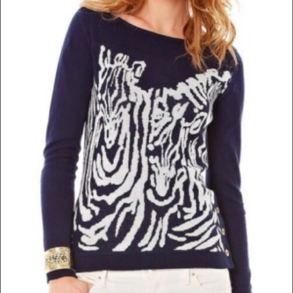 SOLD Lilly Pulitzer Nila Sweater Navy Zebra L